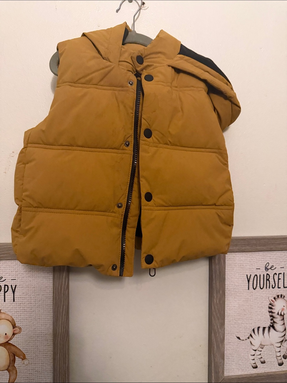 Zara Mustard Yellow Hooded Puffer Vest for Kids